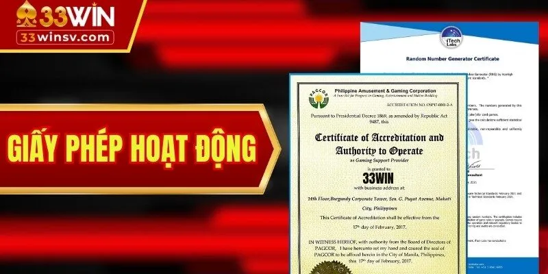 Giấy Phép Hoạt Động 33WIN Thể Hiện Sự Minh Bạch Của Nhà Cái